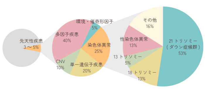 図：先天性疾患の頻度と染色体疾患